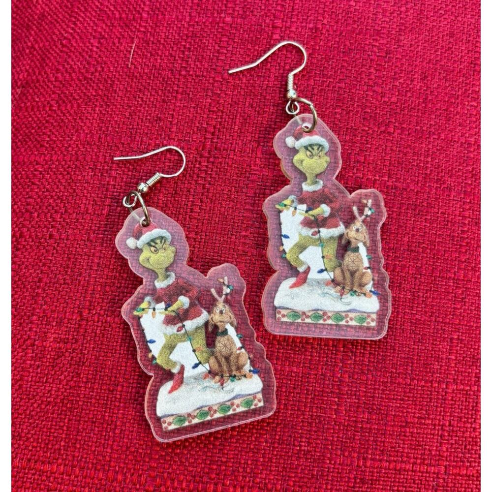 The Grinch Christmas Fashion Earrings - Dog Lights